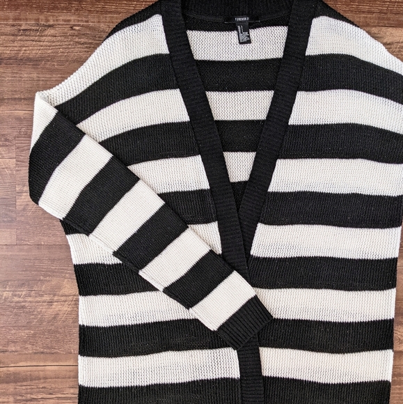 black and white striped cardigan